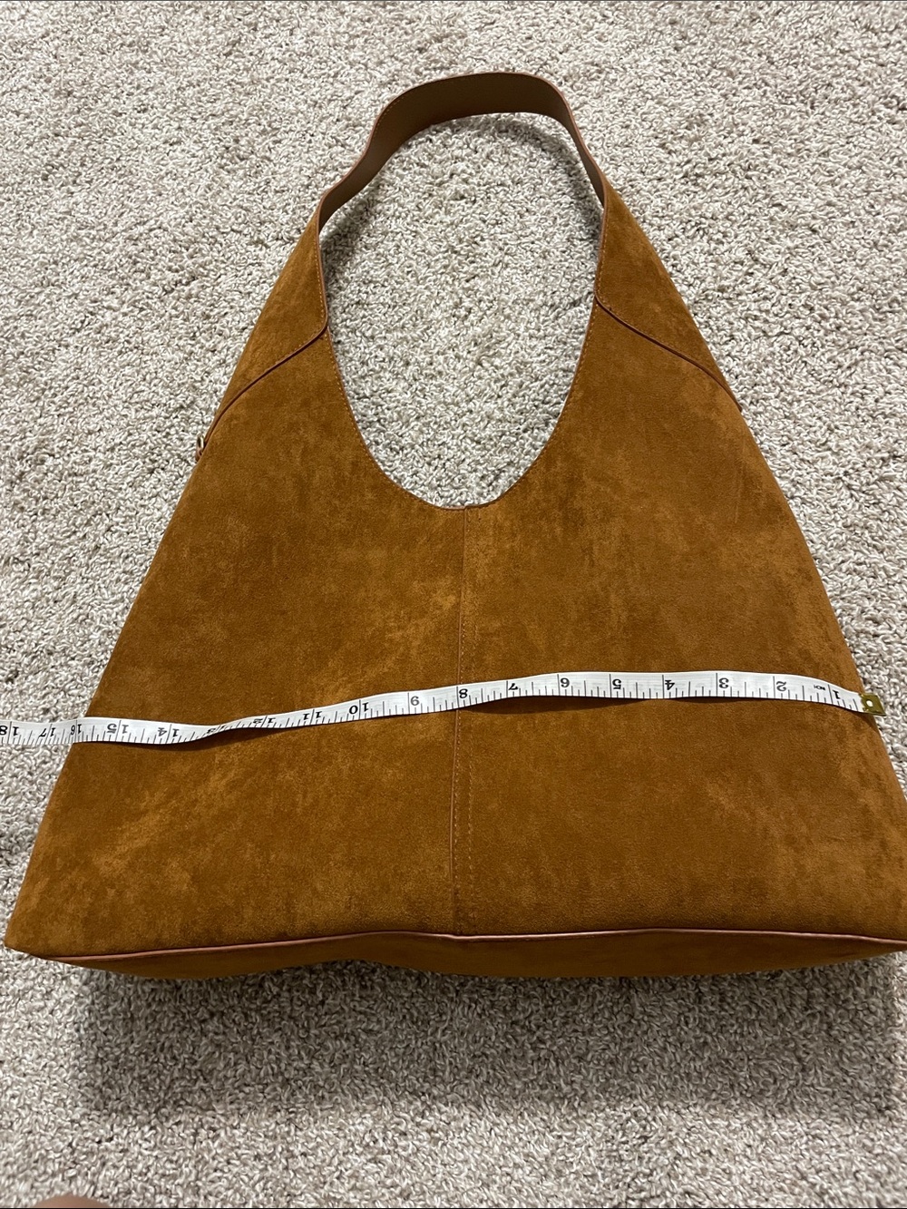Suede Hobo Shoulder Bag in Chestnut Brown - Picture 5 of 5